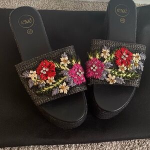 Floral Platform Sandals